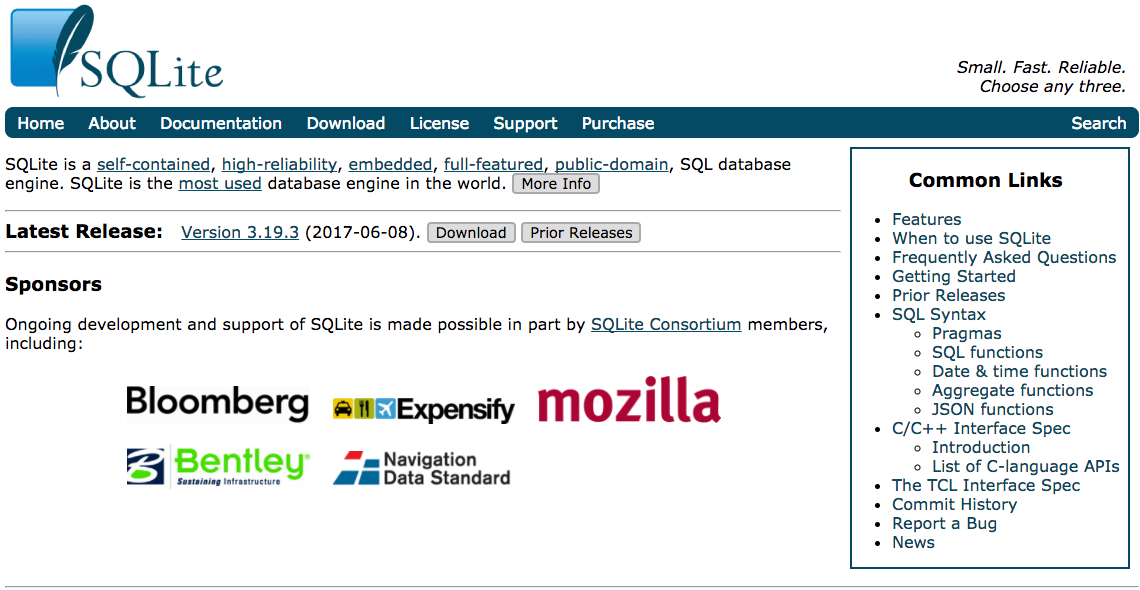 SQLite 3 Website